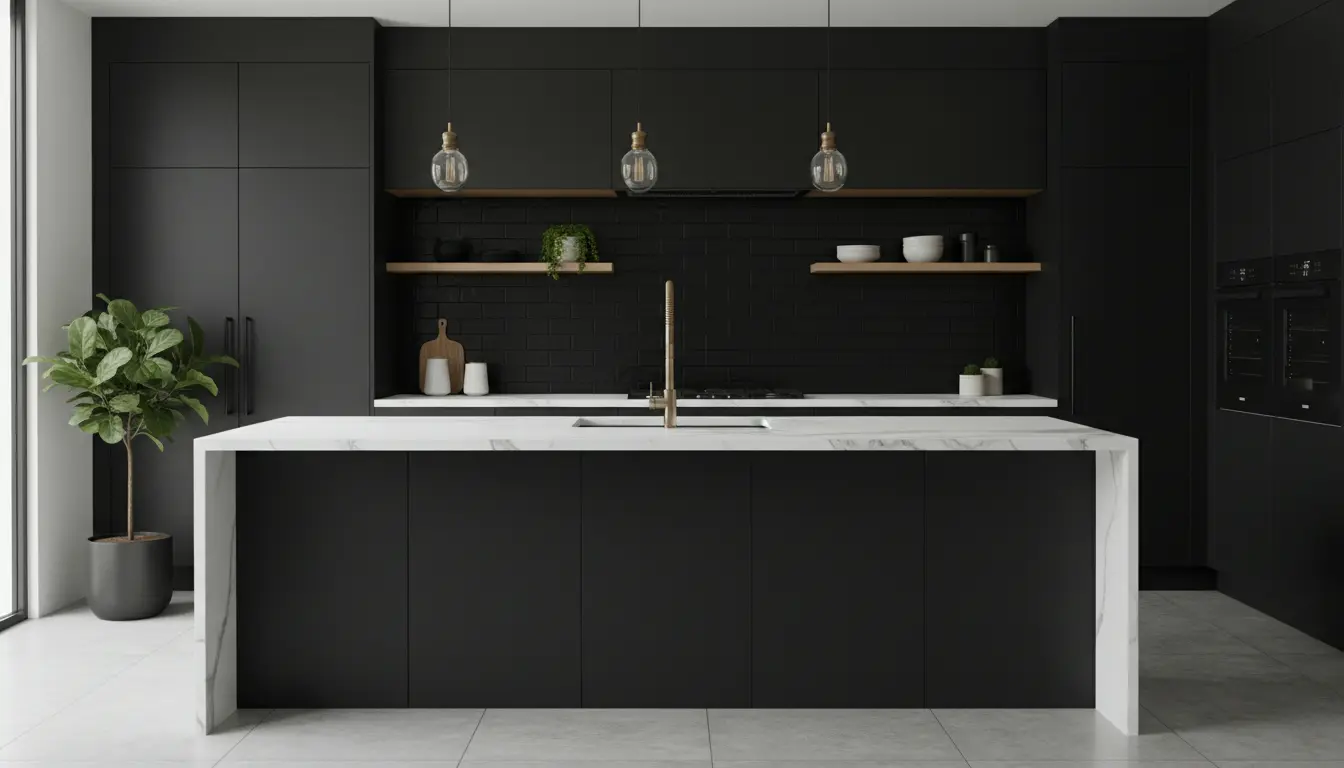 Black kitchen cabinets