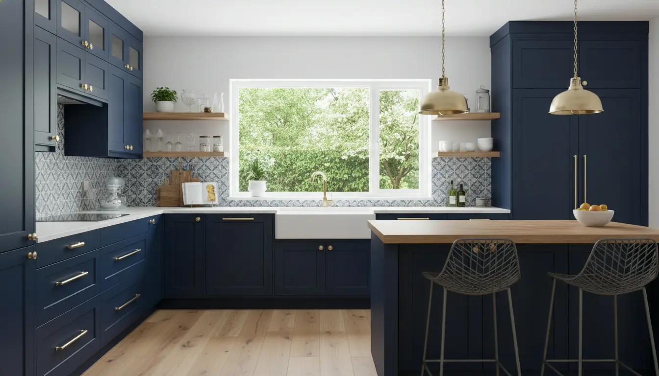 Blue kitchen cabinets