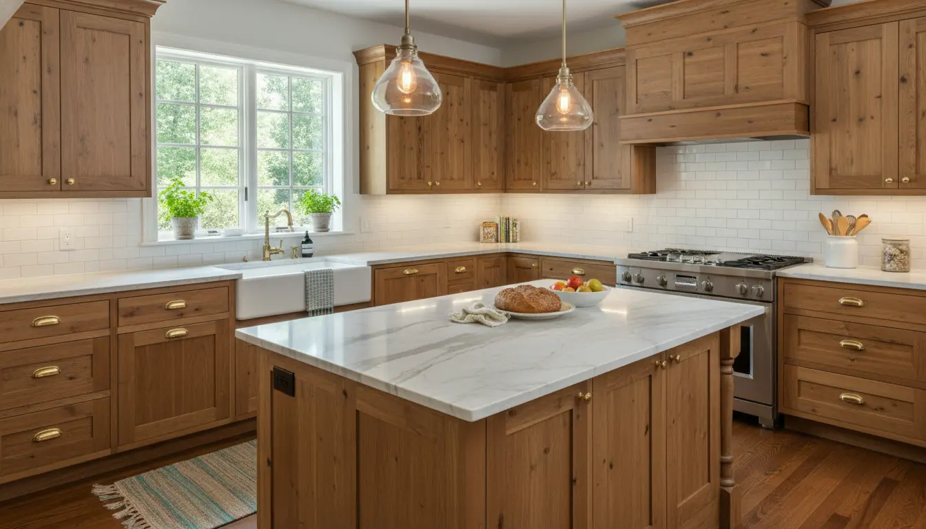 Wood kitchen cabinets