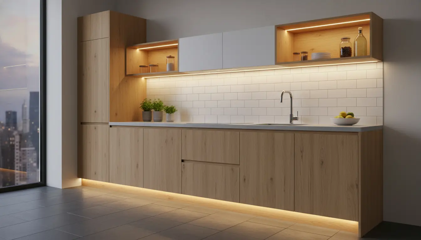 Kitchen cabinets with lighting